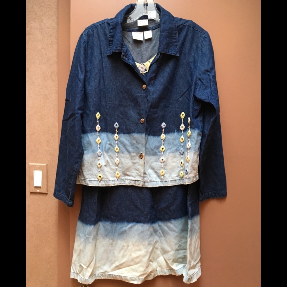 Denim swing dress with matching jacket